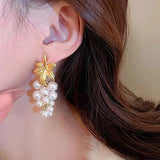 French Vintage Pearl Grape Earrings Studs Women Wedding Party Jewelry Gift