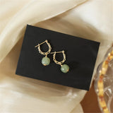 French Vintage Lace Flower Green Hetian Jade Earrings