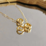 French Vintage Zircon Three-ring Necklace 925 Silver Jewelry