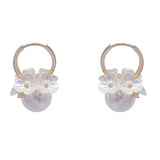French Vintage Pearl Small Flower Basket Earrings Niche Sense