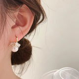 French Vintage Pearl Small Flower Basket Earrings Niche Sense