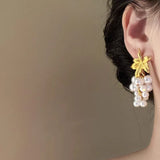 French Vintage Pearl Tassel Grape Earrings Niche Creative Fruit Fairy Temperamen