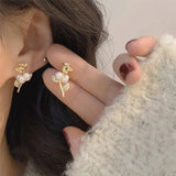 French Vintage Rose Earrings Autumn and Winter Natural Pearl and Women Earring