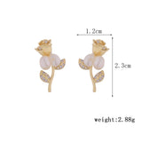 French Vintage Rose Earrings Autumn and Winter Natural Pearl and Women Earring