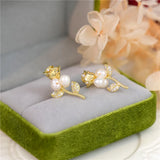French Vintage Rose Earrings Autumn and Winter Natural Pearl and Women Earring