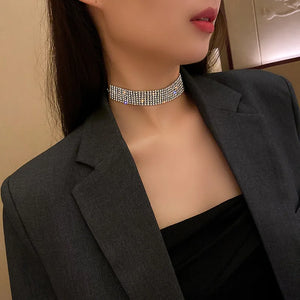 French Vintage Rhinestone Necklaces Bohemian Clavicle Chain Exaggerated Chokers