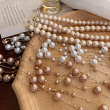French Vintage Style Baroque Pearl Necklace Women's Collar Chain