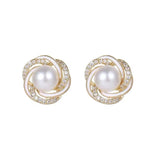 French Zircon Pearl Flower Earrings Christmas Party Women's Jewelry