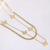 French 18k Butterfly Necklace Titanium Steel Collarbone Chain