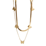 French 18k Butterfly Necklace Titanium Steel Collarbone Chain
