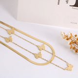 French 18k Butterfly Necklace Titanium Steel Collarbone Chain