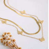 French 18k Butterfly Necklace Titanium Steel Collarbone Chain