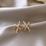 French Style Zircon Pearl Earrings for Women