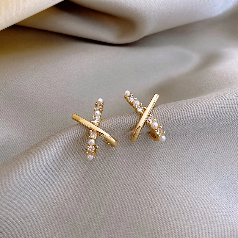 French Style Zircon Pearl Earrings for Women