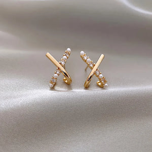 French Style Zircon Pearl Earrings for Women