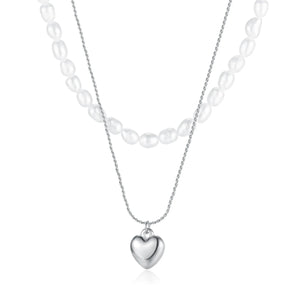 French Natural Pearl Necklace Women's High-End Stainless Steel Pendant