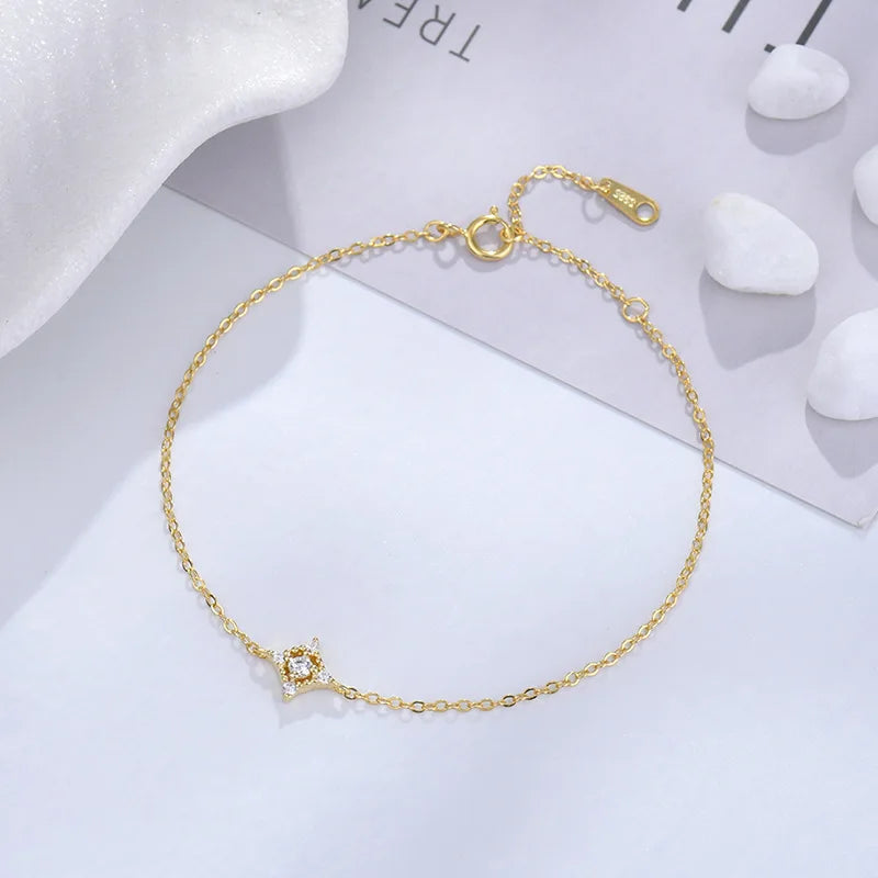 French S925 Sterling Silver Plated 14K Star Bracelet