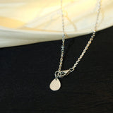925 Silver Heart Necklace with Zircon & Pearl Pendant
