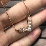 925 Silver Heart Necklace with Zircon & Pearl Pendant