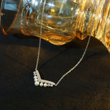 925 Silver Heart Necklace with Zircon & Pearl Pendant