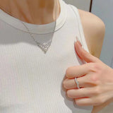925 Silver Heart Necklace with Zircon & Pearl Pendant