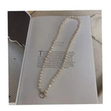 French Baroque Freshwater Pearl Necklace with Small Stones 14K Filled