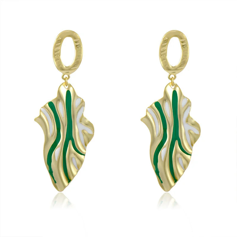 French oil painting irregular metal wind Earrings