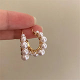French Niche Metal Pearl Earrings Ear Hoop Cold Harbor Wind