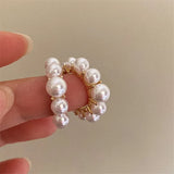 French Niche Metal Pearl Earrings Ear Hoop Cold Harbor Wind