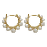 French Niche Metal Pearl Earrings Ear Hoop Cold Harbor Wind