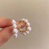 French Niche Metal Pearl Earrings Ear Hoop Cold Harbor Wind