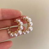 French Niche Metal Pearl Earrings Ear Hoop Cold Harbor Wind