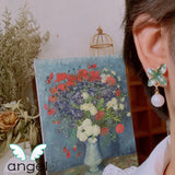 French Palace Spring Earrings with Pearl Leaves