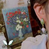 French Palace Spring Earrings with Pearl Leaves