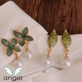 French Palace Spring Earrings with Pearl Leaves