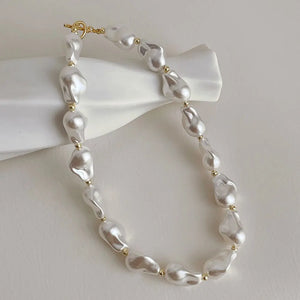French Retro Baroque Pearl OT Buckle Necklace
