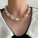French Retro Baroque Pearl OT Buckle Necklace