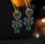 French Retro Earrings Zircon Inlaid High-End Love Bow Drop Jewelry