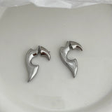 French Retro Metal Brass Symbol Stud Earrings