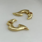 French Retro Metal Brass Symbol Stud Earrings