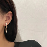 French Retro Metal Brass Symbol Stud Earrings