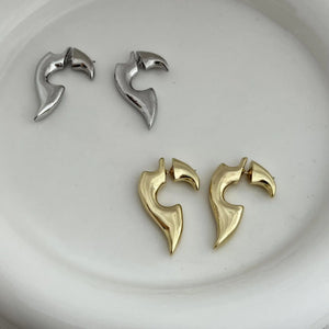 French Retro Metal Brass Symbol Stud Earrings