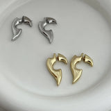 French Retro Metal Brass Symbol Stud Earrings