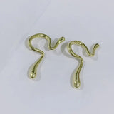French Retro Snake Bone Ear Clip Geometric Shape Hole Earrings