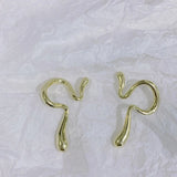 French Retro Snake Bone Ear Clip Geometric Shape Hole Earrings