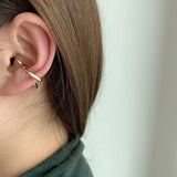 French Retro Snake Bone Ear Clip Geometric Shape Hole Earrings