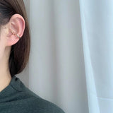 French Retro Snake Bone Ear Clip Geometric Shape Hole Earrings