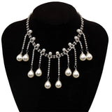 French Sexy Tassel Pearl Necklace Short Neck Chain