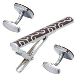 French Cufflinks Red Enamel Tie Clip Set