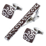 French Cufflinks Red Enamel Tie Clip Set